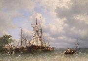 Antonie Waldorp Sailing ships in the harbor Sweden oil painting artist